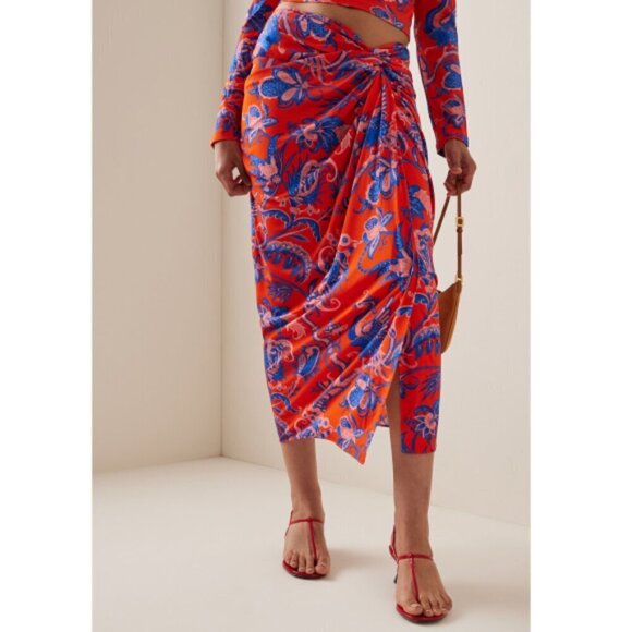 Cara Cara Dresses & Skirts - Cara Cara 'Madiera' Faux-Wrap Jersey Midi-Skirt, Orange/Blue Multi